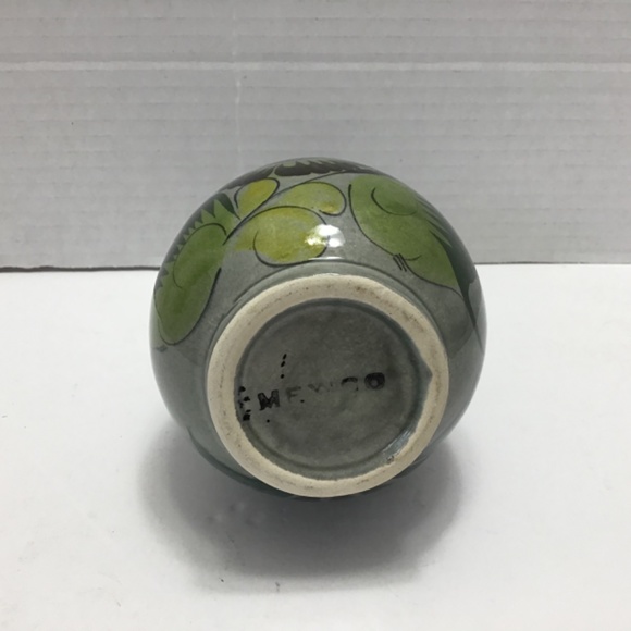 Vintage Tonala Grey Green Yellow Floral Pottery Vase - Picture 5 of 6